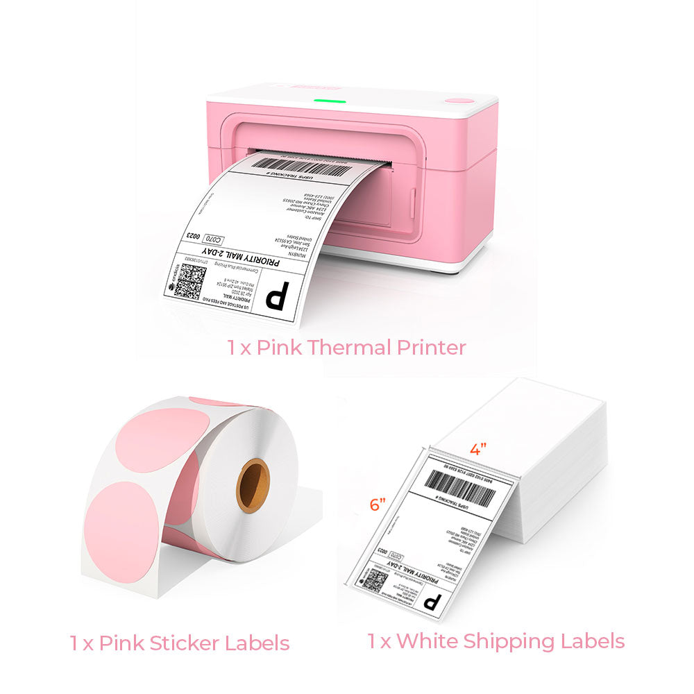MUNBYN® Shipping Label Printer P941 Pink Kit | MUNBYN UK