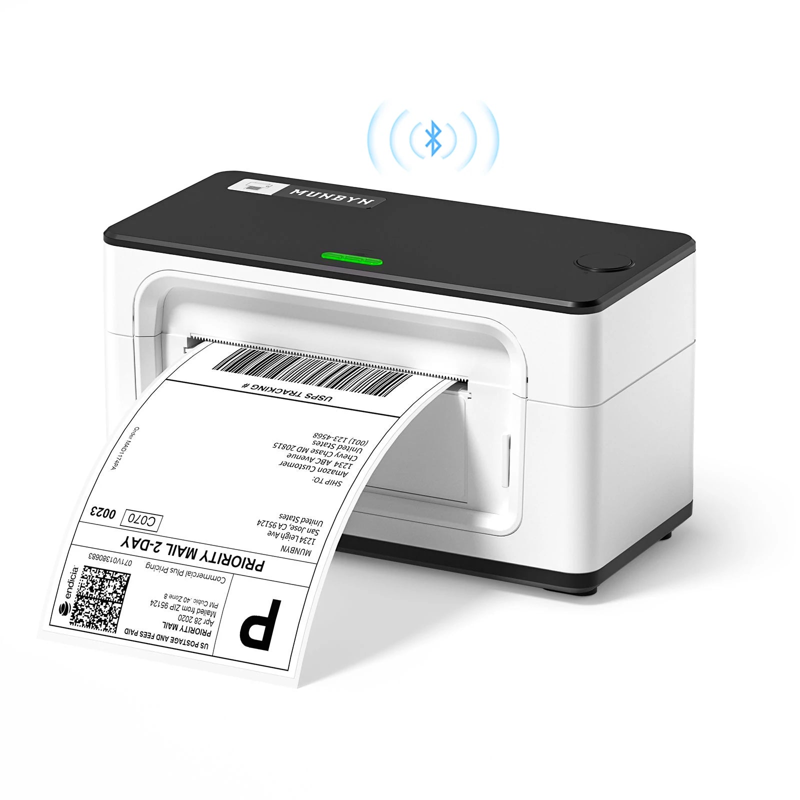 The MUNBYN Upgraded Bluetooth thermal label printer P941B is a reliable and efficient label printing solution that can print various selling and shipping platform labels.