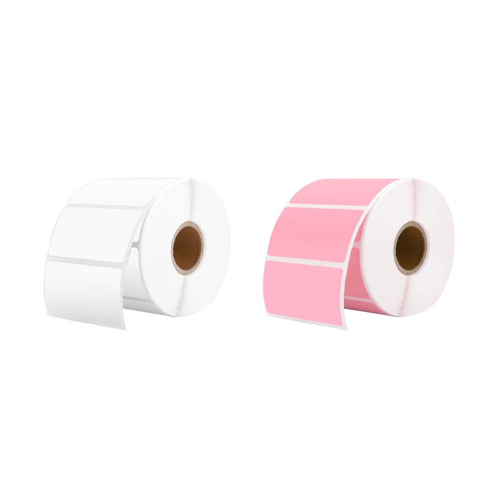 MUNBYN white and pink rectangle thermal label rolls