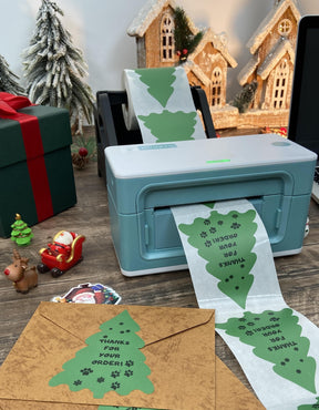 Christmas tree-shaped thermal labels are compatible with thermal label printers.